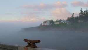 Fog rolling in off the Bay of Fundy at Halls Harbour